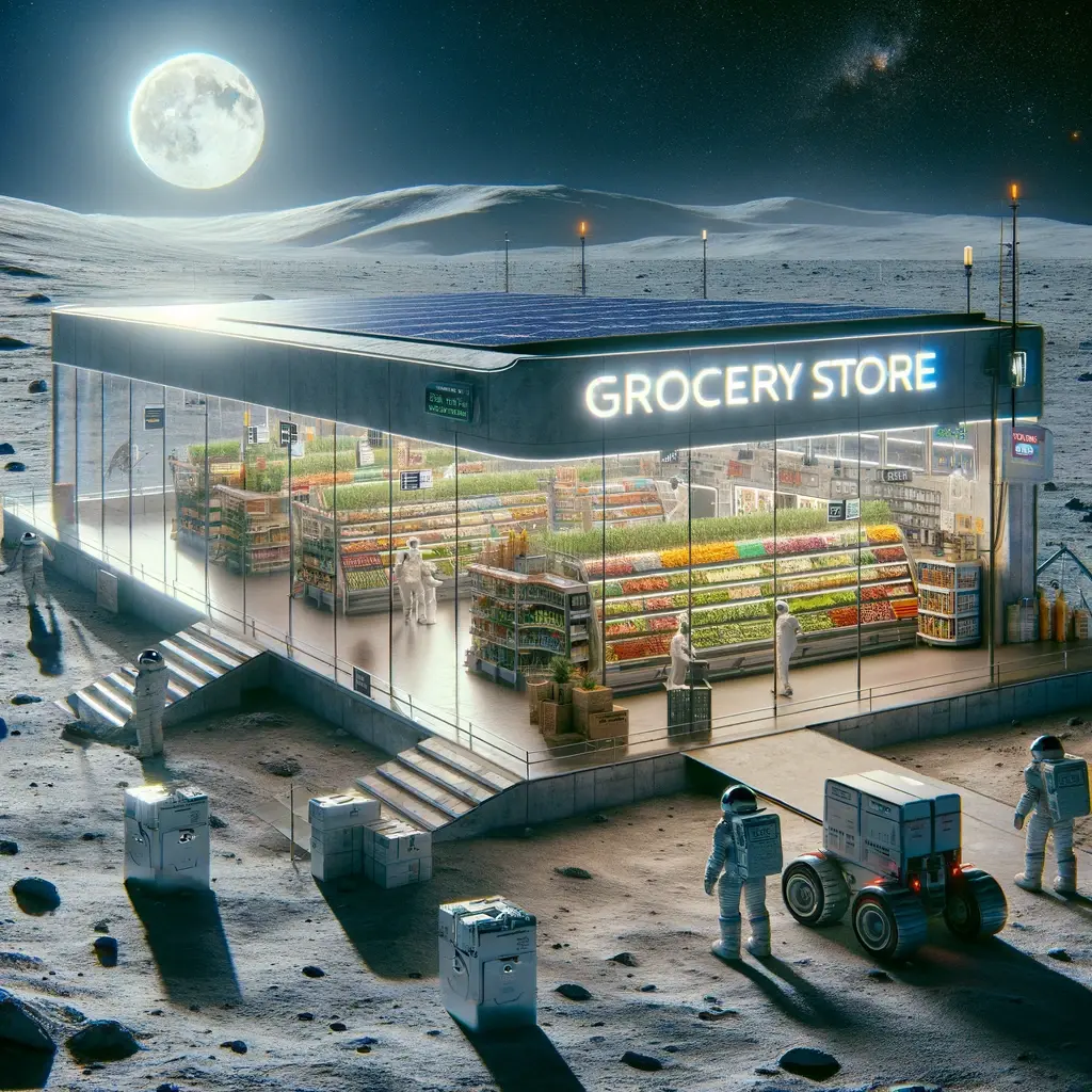 AI created image showing shoppers in outerspace